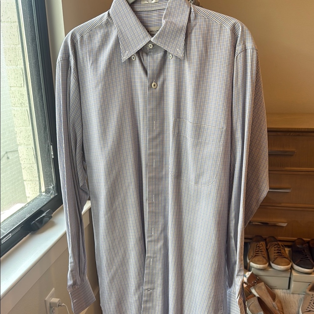 Peter Millar Gray and White Dress Shirt